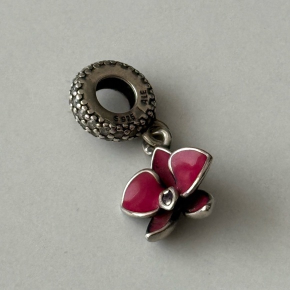 Pandora Bracelet with 3 charms small Pandora Moments Snake Chain Bracelet - Picture 6 of 7